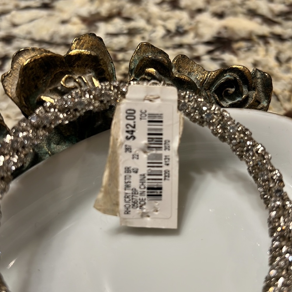 Silver Rhinestone Bangle Bracelet - Picture 3 of 4
